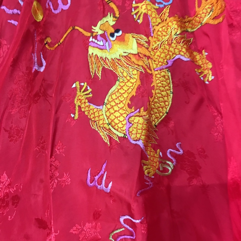 Red Dragon Embroidered Fabric